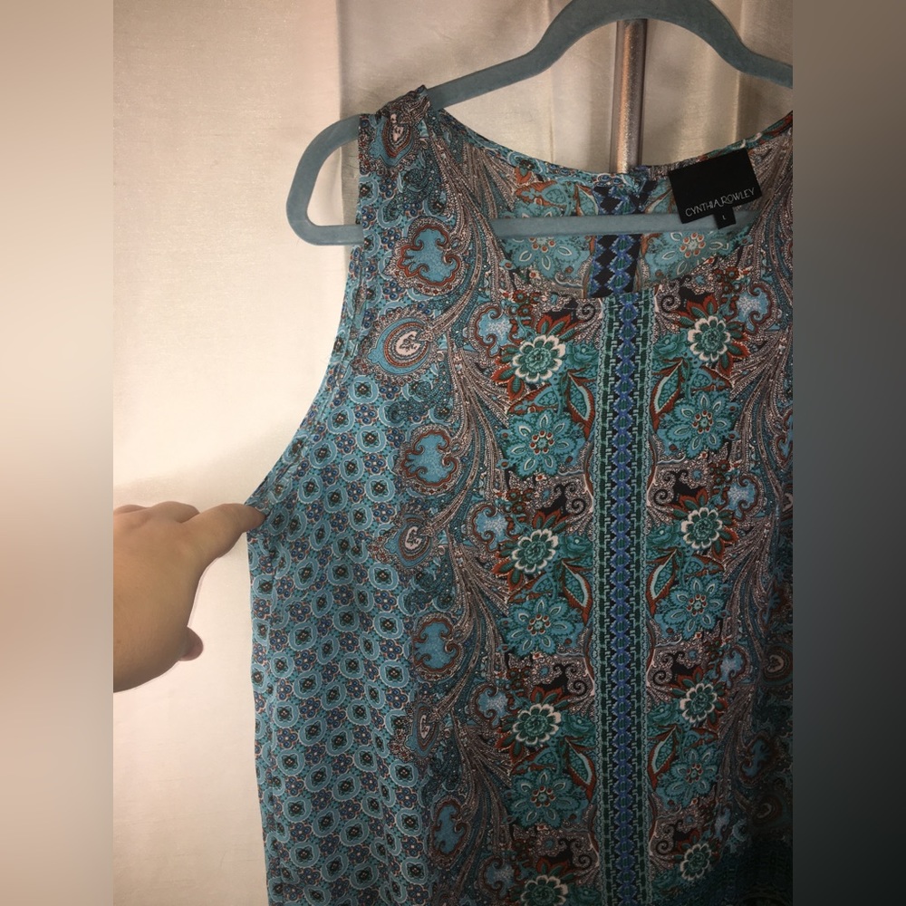 Cynthia Rowley | Women’s Multicolor Paisley Print Pattern Tank Top Blouse - Picture 5 of 12